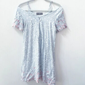 Addie Women’s Blue Pink Dress Sz Medium Feminine Summer CottageCore Short